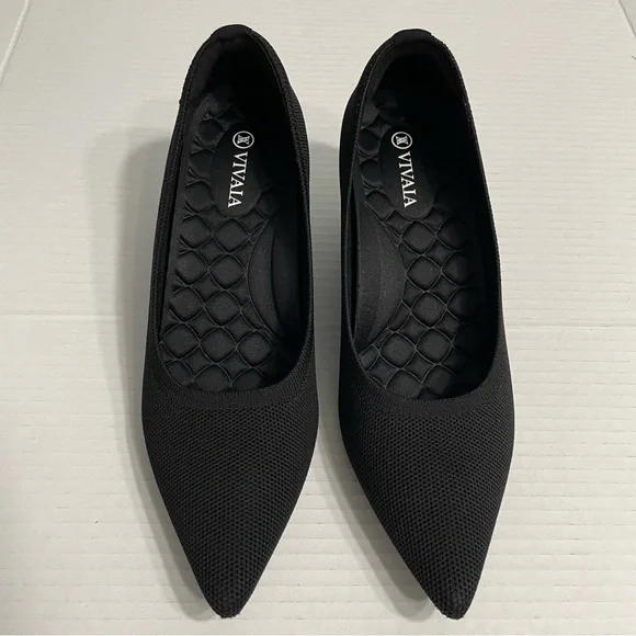 Vivaia Black Pointed Toe Aria Wedge Pro Heels 37.5 - Picture 3 of 12